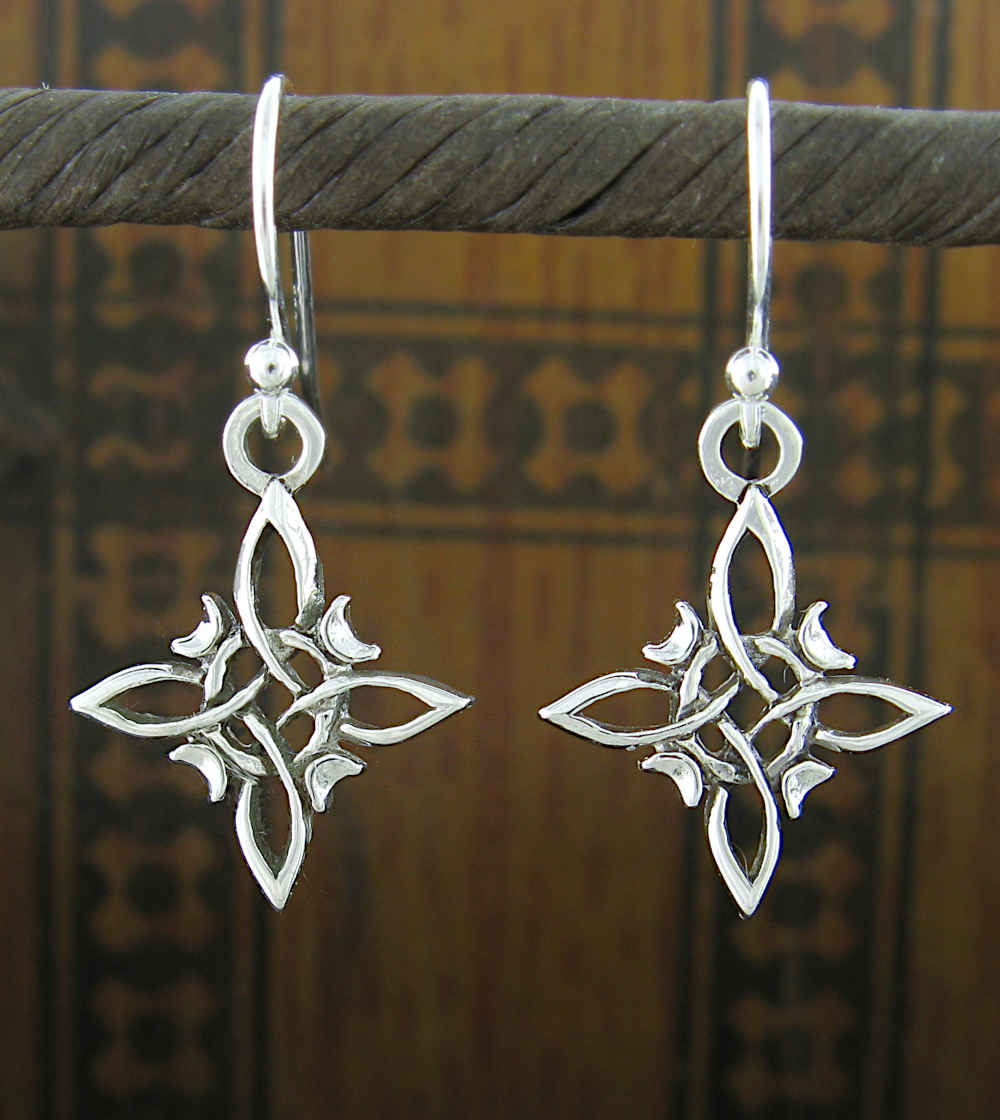 Little Witch Knot Drop Earrings with Crescent Moons, Handmade - Ethereal Essentials