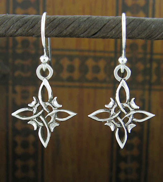Little Witch Knot Drop Earrings with Crescent Moons, Handmade - Ethereal Essentials