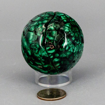 Malachite Sphere, Protective Healing Crystal - Ethereal Essentials