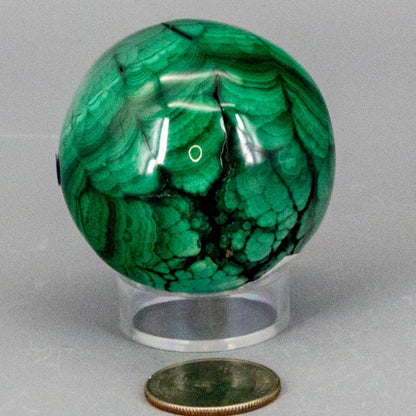 Malachite Sphere, Protective Healing Crystal - Ethereal Essentials