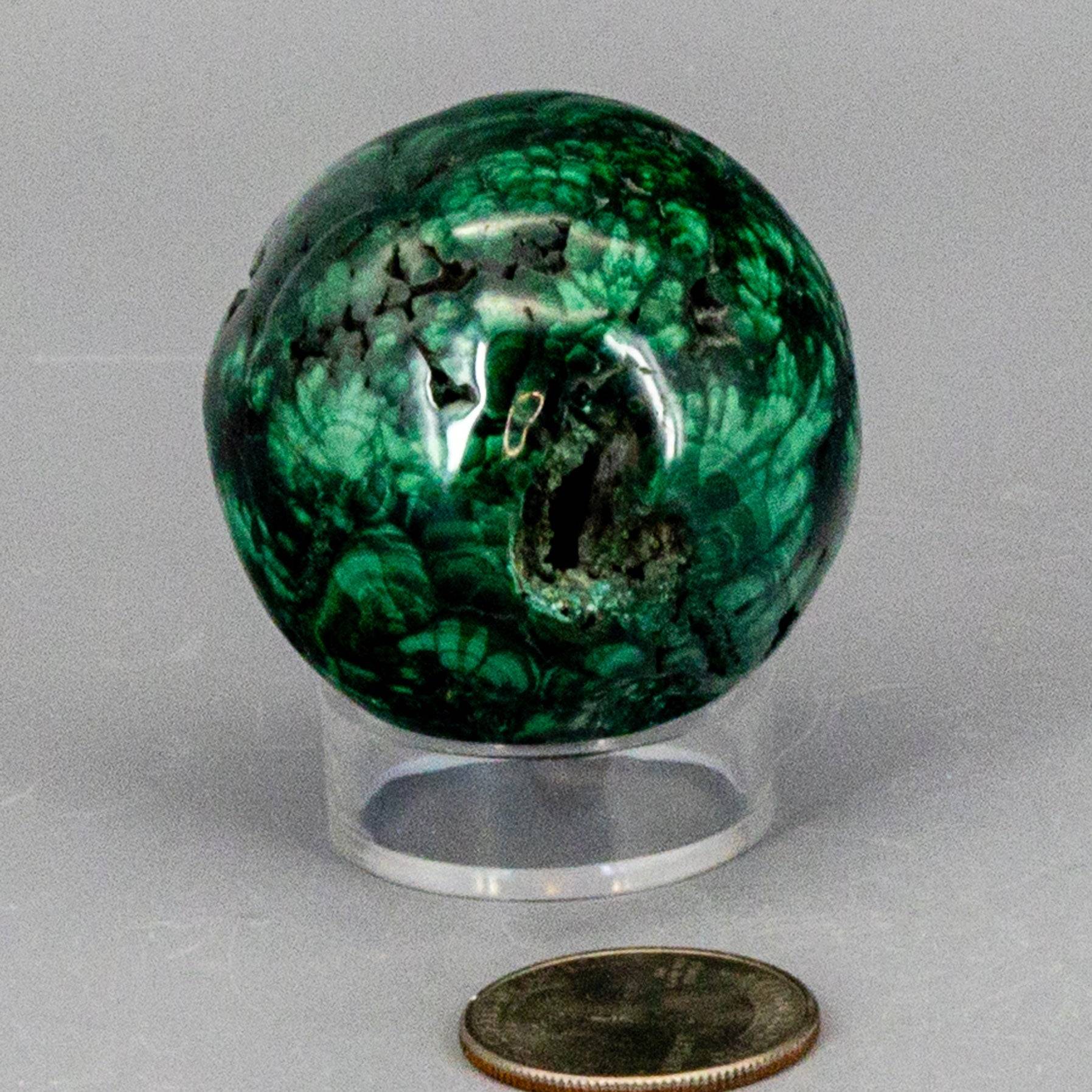 Malachite Sphere, Protective Healing Crystal - Ethereal Essentials