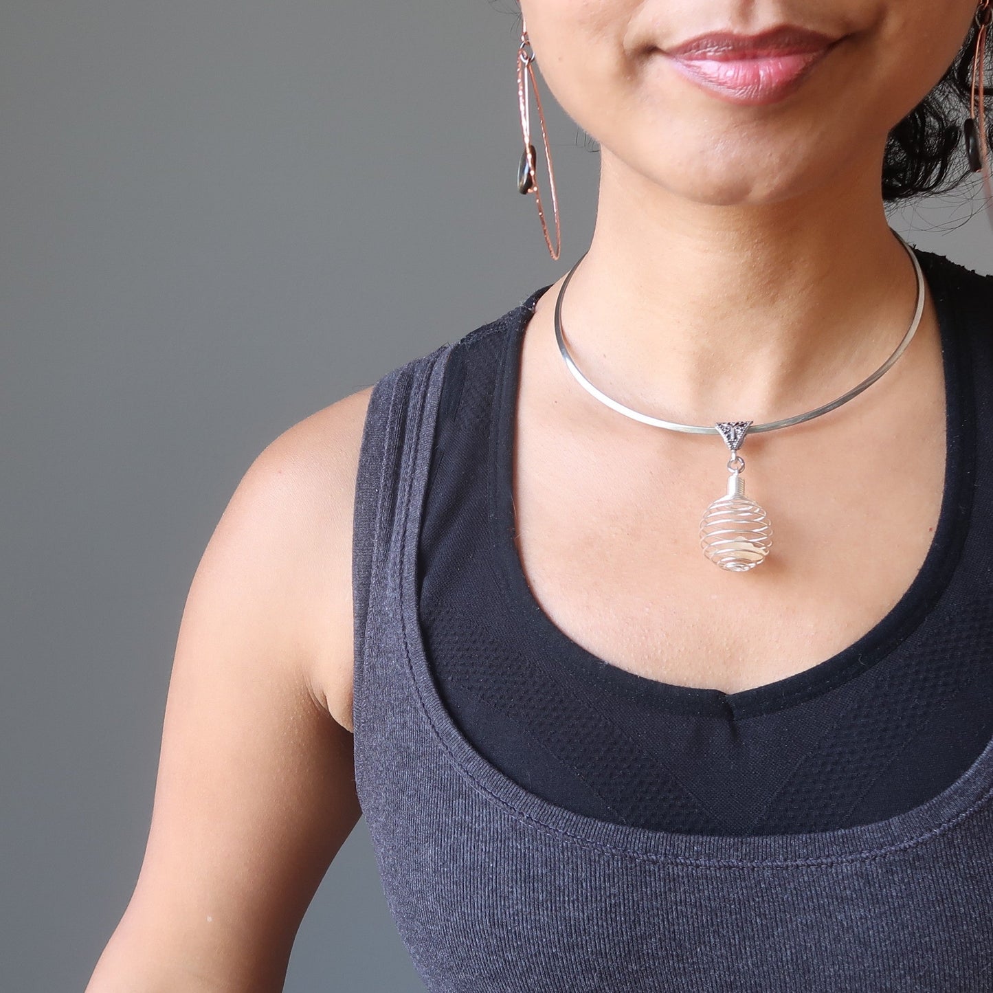 Libyan Desert Glass Necklace Sun Cage Silver Choker