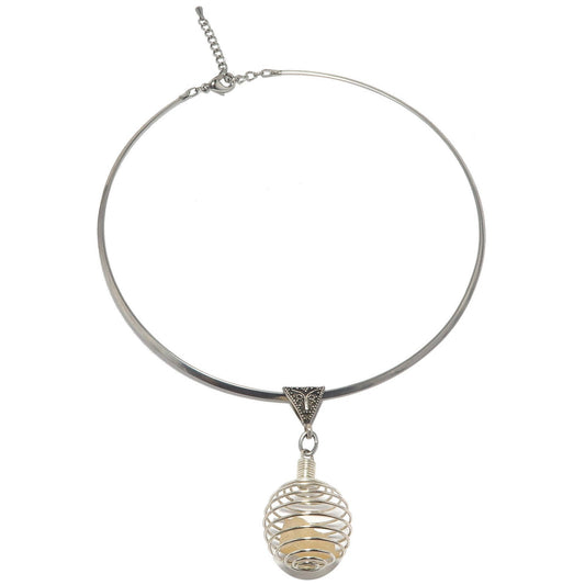 Libyan Desert Glass Necklace Sun Cage Silver Choker