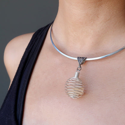 Libyan Desert Glass Necklace Sun Cage Silver Choker