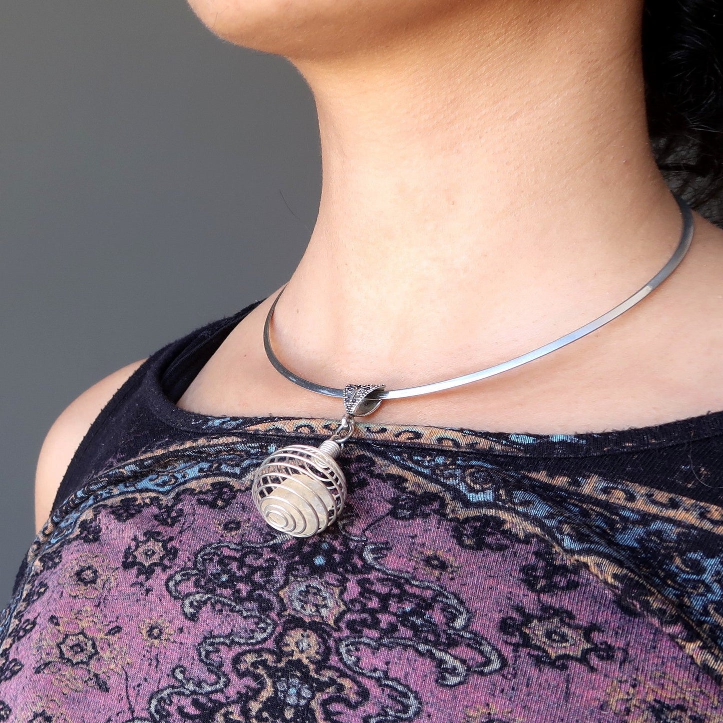 Libyan Desert Glass Necklace Sun Cage Silver Choker