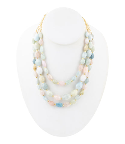 Mixed Morganite Pastel Statement Strand Necklace