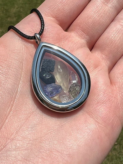 Moldavite Libyan Desert Glass Brookite Herderite Phenacite Natrolite Tibetan Tektite Tanzanite Herkimer Synergy 12 Pendant Jewelry Necklace - Ethereal Essentials