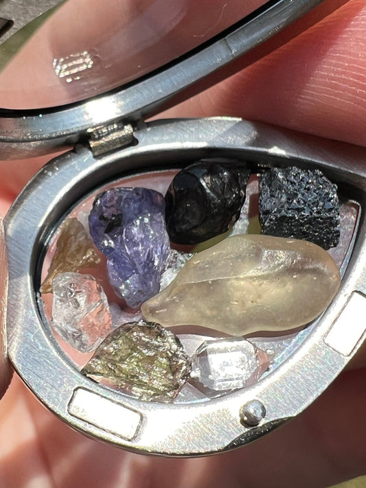 Moldavite Libyan Desert Glass Brookite Herderite Phenacite Natrolite Tibetan Tektite Tanzanite Herkimer Synergy 12 Pendant Jewelry Necklace - Ethereal Essentials