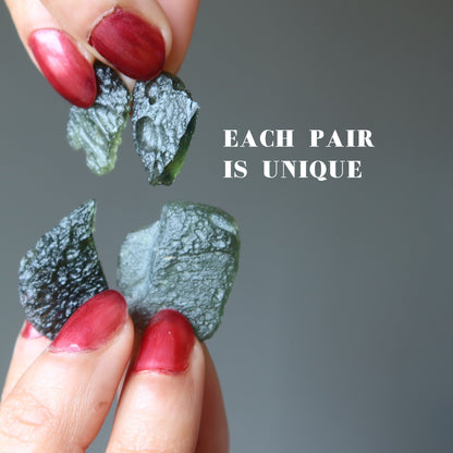 Moldavite Green Tektite Pair Two Friends Alien Energy