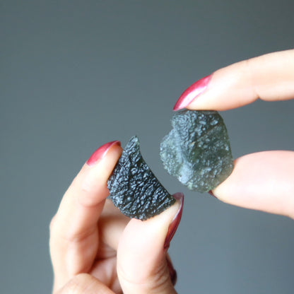 Moldavite Green Tektite Pair Two Friends Alien Energy