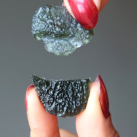 Moldavite Green Tektite Pair Two Friends Alien Energy