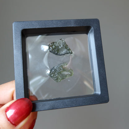 Moldavite Green Tektite Pair Two Friends Alien Energy