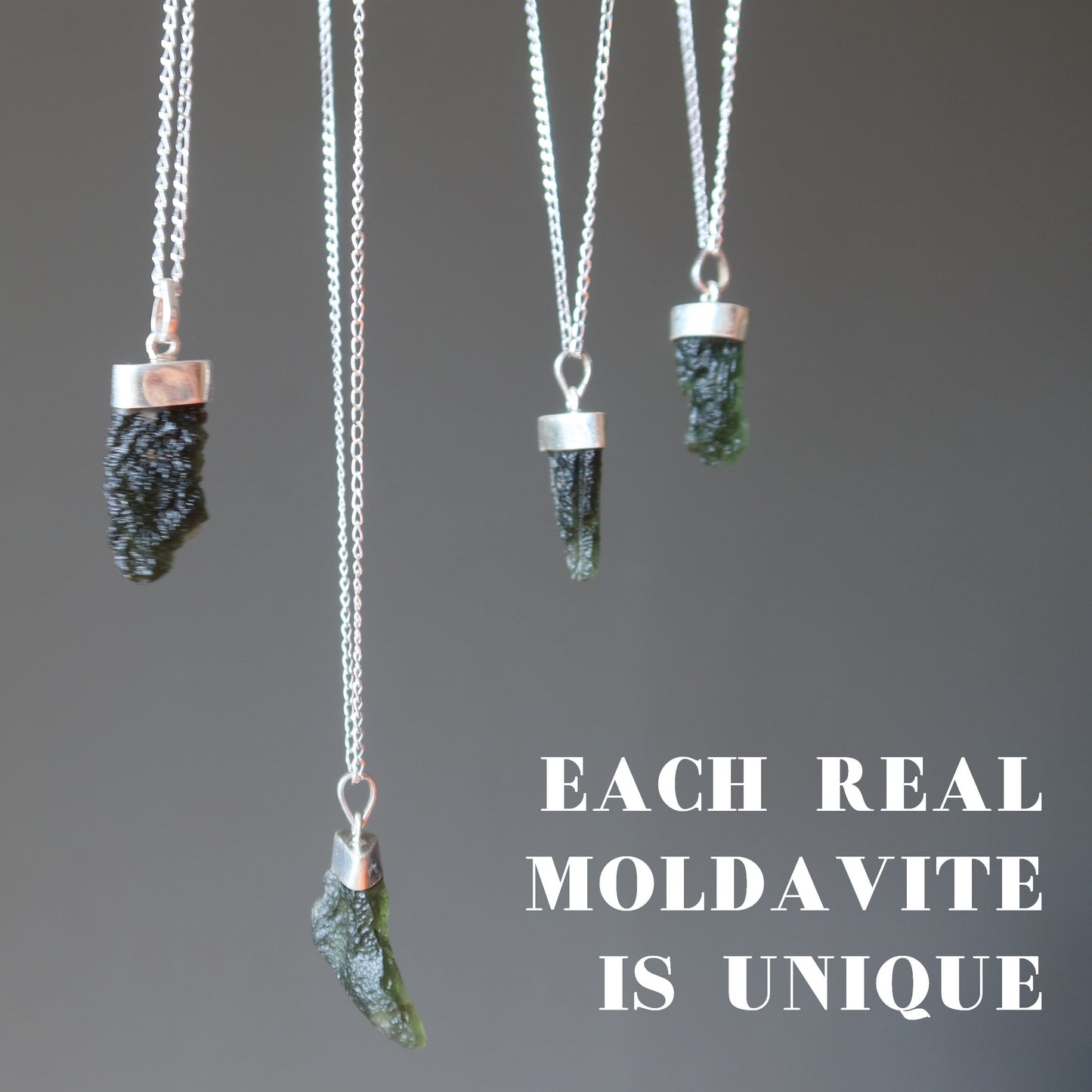 Moldavite Necklace High Vibration Gem Sterling Silver