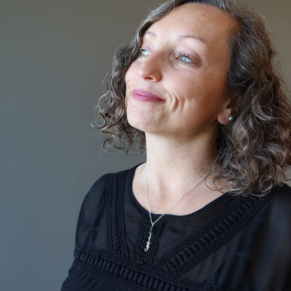 Moldavite Necklace Green Alligator Sterling Silver