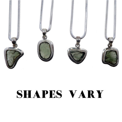 Moldavite Necklace Brilliant Shooting Star Sterling Silver