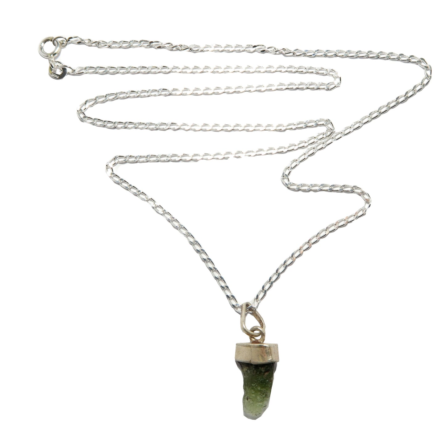 Moldavite Necklace High Vibration Gem Sterling Silver