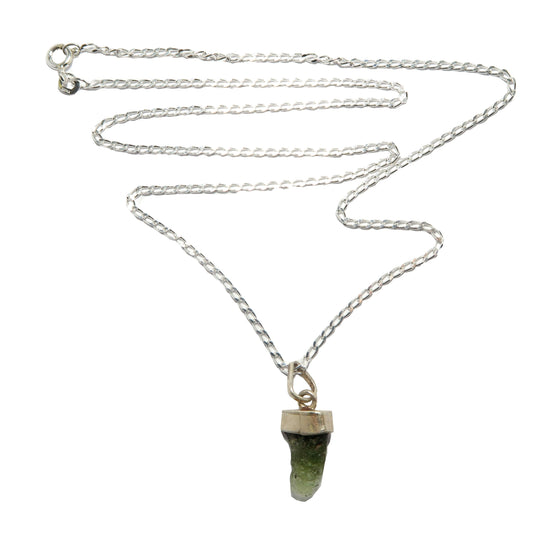 Moldavite Necklace High Vibration Gem Sterling Silver