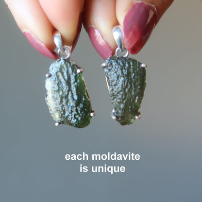 Moldavite Pendant Mini Monster Manifestation Sterling
