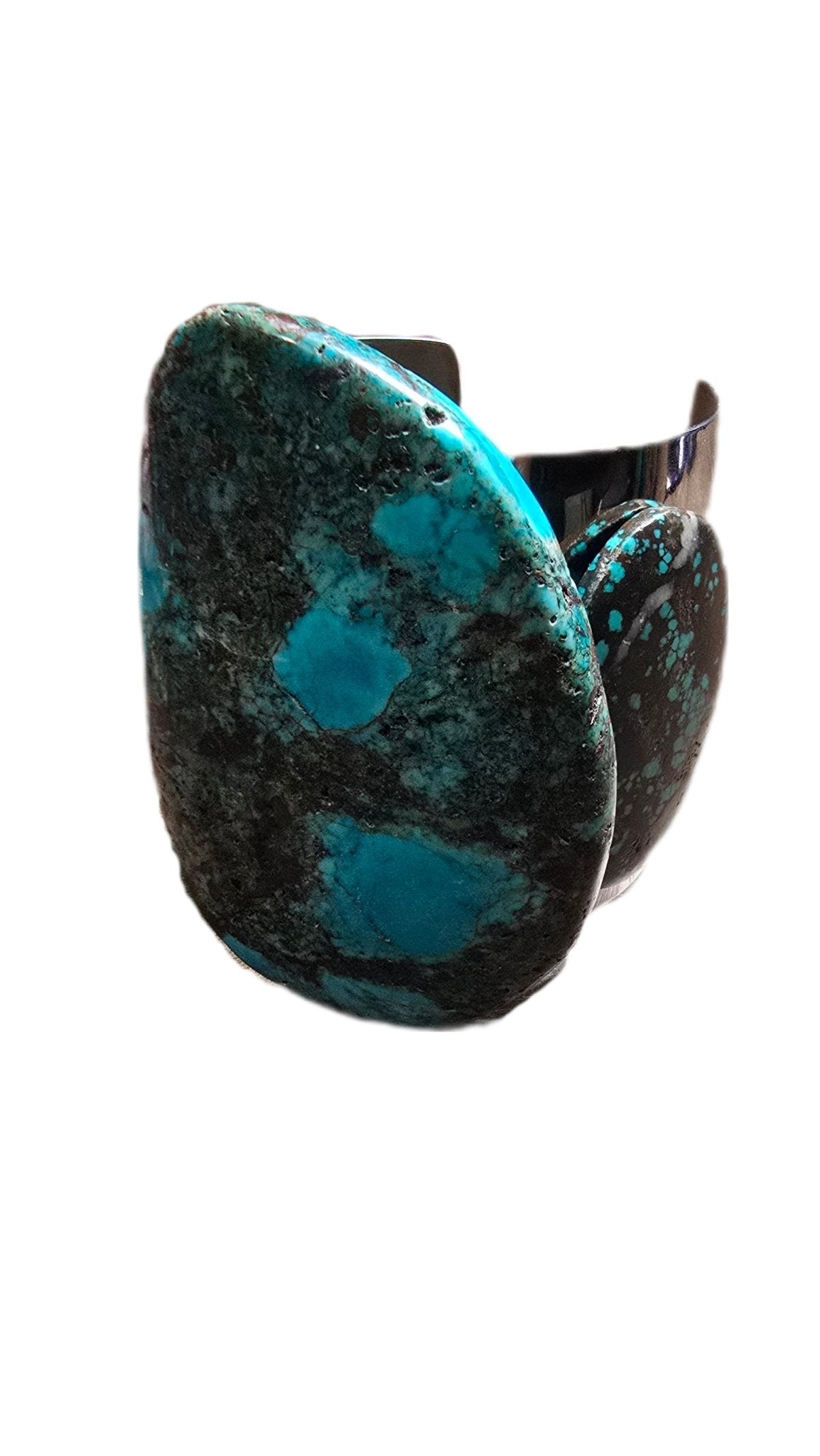 Natural Blue Turquoise and Silver Cuff Bangle - Ethereal Essentials