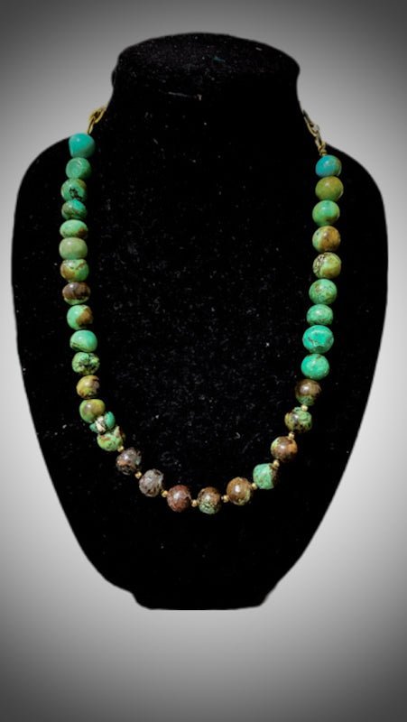Natural Green and Brown Turquoise Necklace - Ethereal Essentials