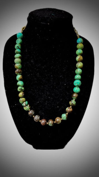 Natural Green and Brown Turquoise Necklace - Ethereal Essentials