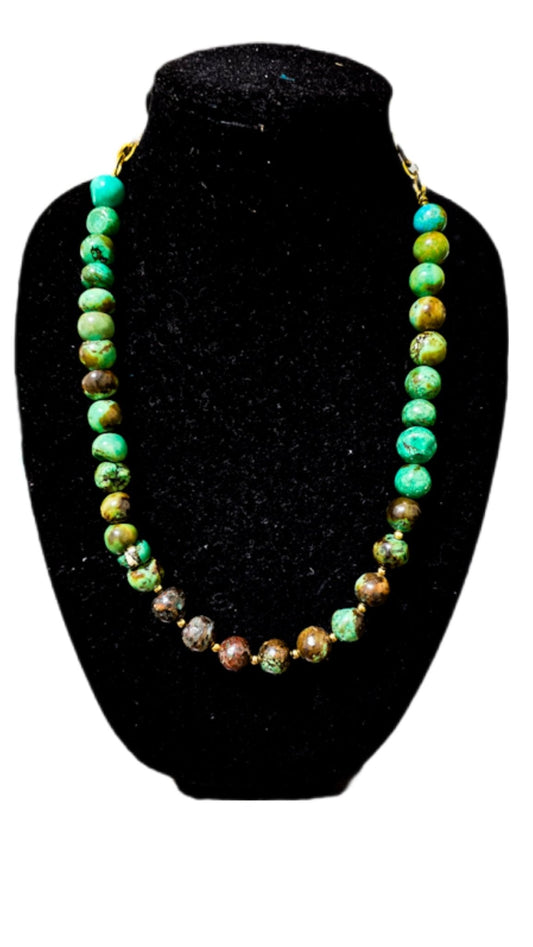 Natural Green and Brown Turquoise Necklace - Ethereal Essentials
