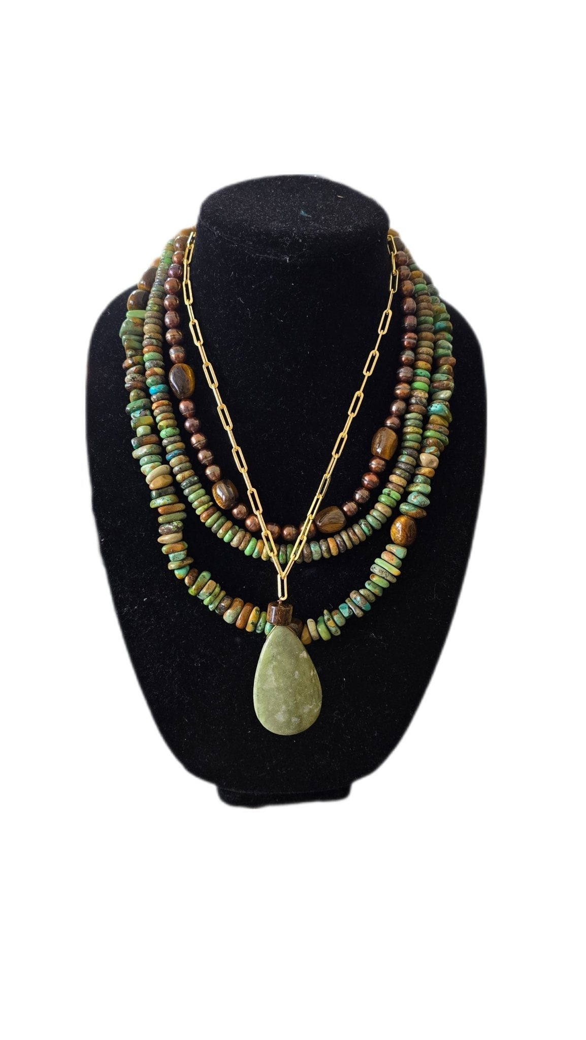 Natural Green Turquoise Layered Necklace - Ethereal Essentials