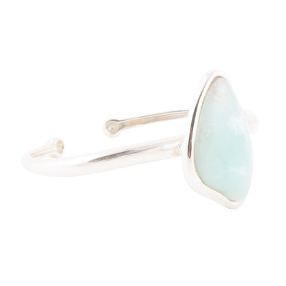 Organic Blue Larimar and Sterling Silver Cuff Bracelet