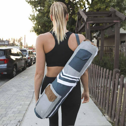 Organic Yoga Mat Bag - Blue & Grey - Ethereal Essentials