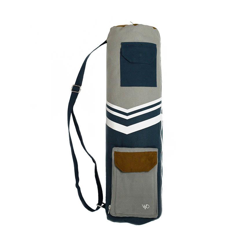 Organic Yoga Mat Bag - Blue & Grey - Ethereal Essentials