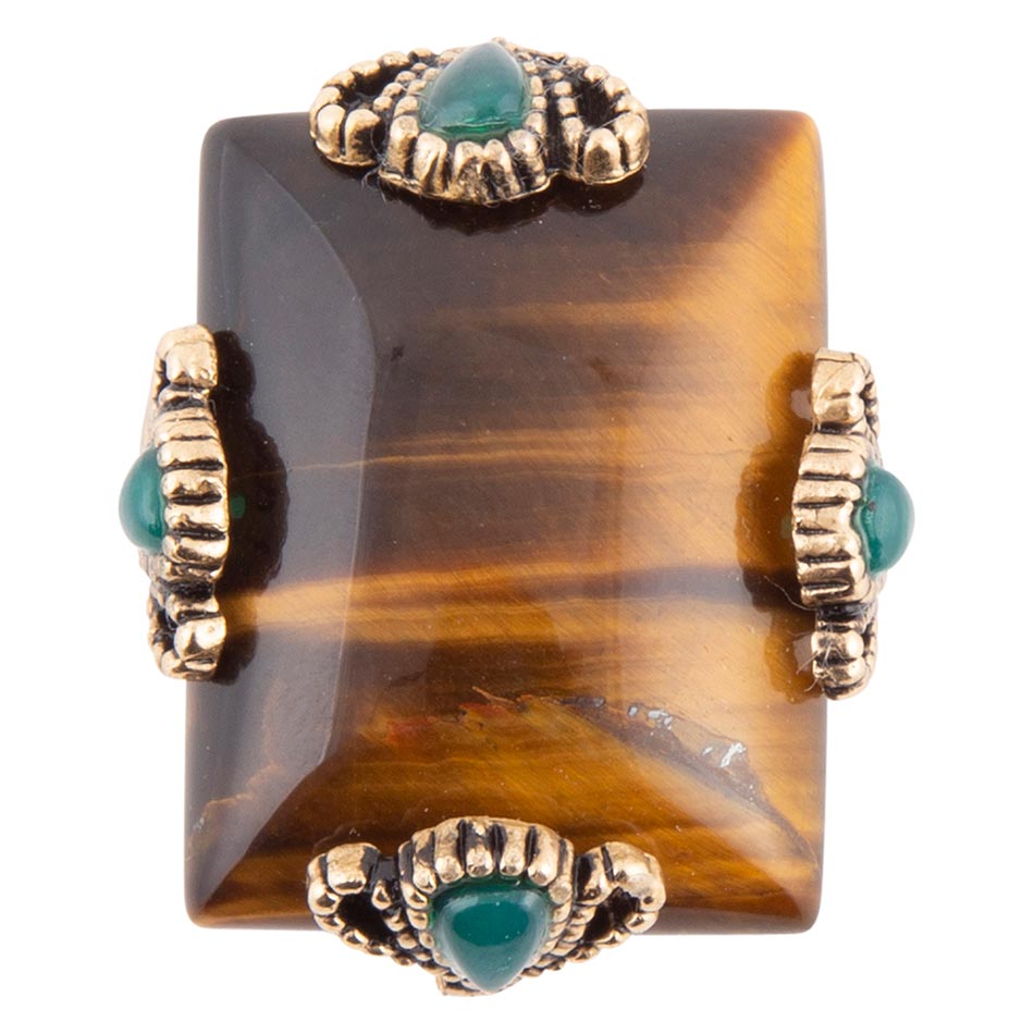 Prismatic Brown Tiger's Eye Statement Golden Ring