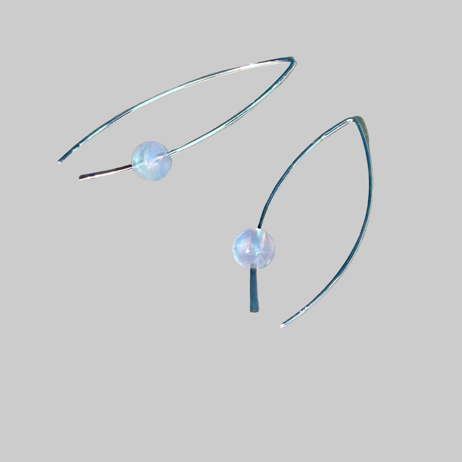 Rainbow Moonstone Crescent Bertoni Earrings - Sterling Silver - Ethereal Essentials