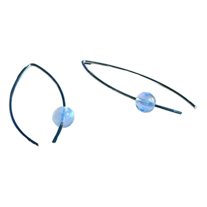 Rainbow Moonstone Crescent Bertoni Earrings - Sterling Silver - Ethereal Essentials