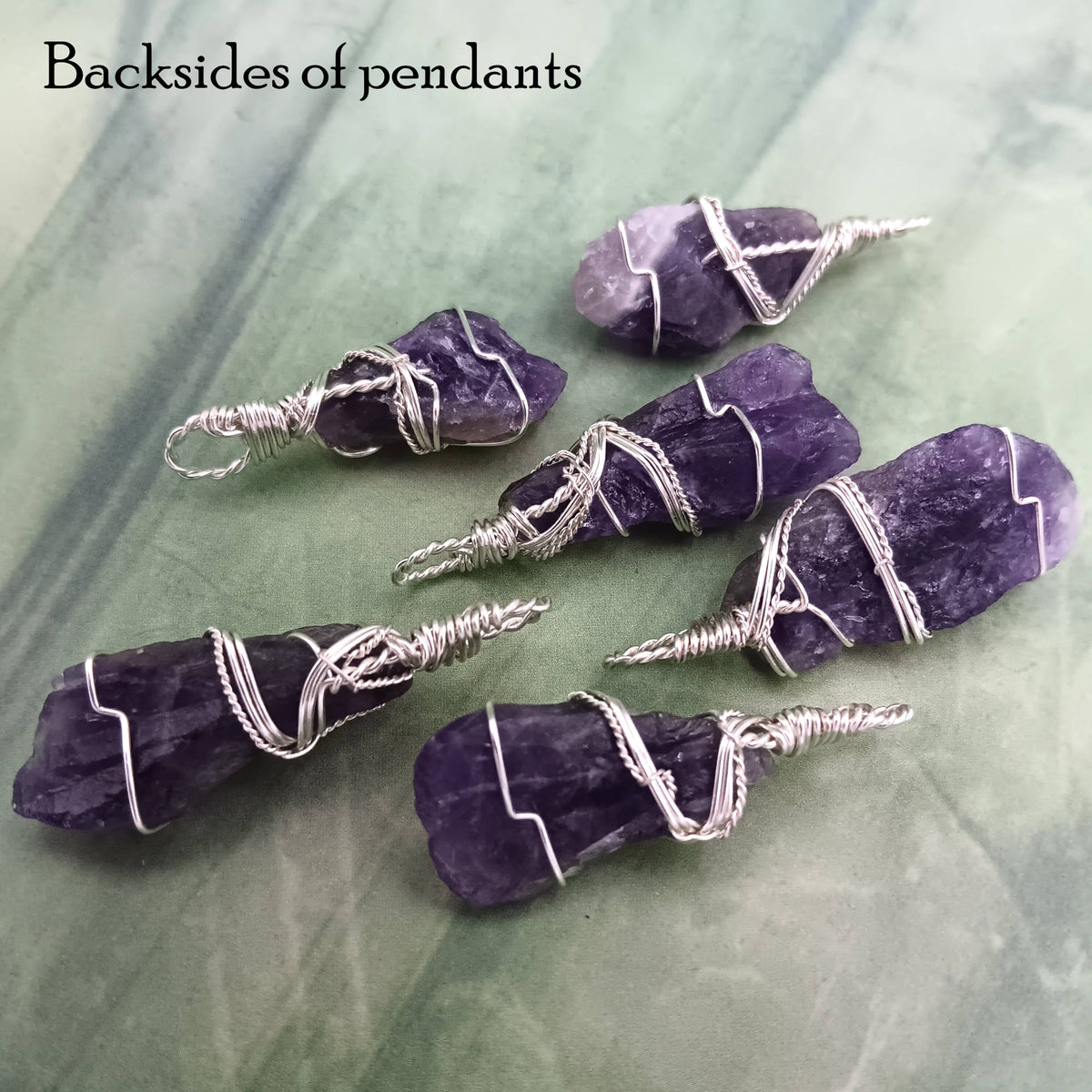Raw Amethyst Crystal Point Pendant – Handmade Silver-Plated Wire Wrapped Necklace - Ethereal Essentials