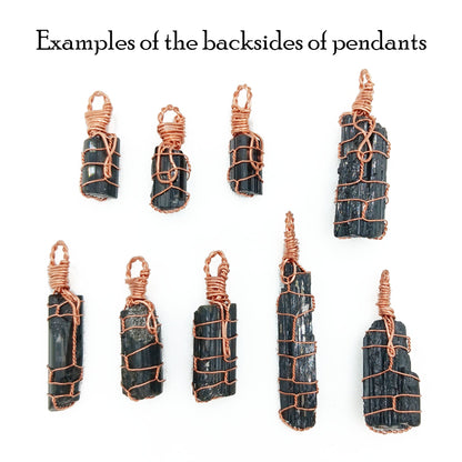 Raw Black Tourmaline Crystal Pendant Necklace, Copper Wire-Wrapped, Handmade - Ethereal Essentials