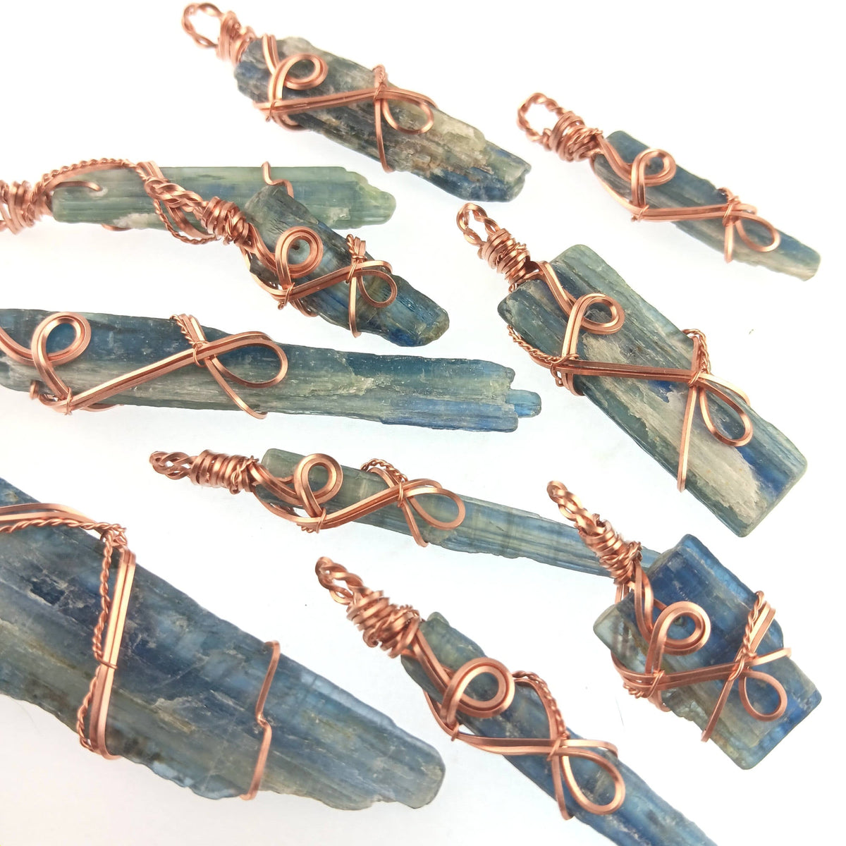 Raw Blue Kyanite Crystal Pendant Necklace, Copper Wire-Wrapped, Handmade - Ethereal Essentials