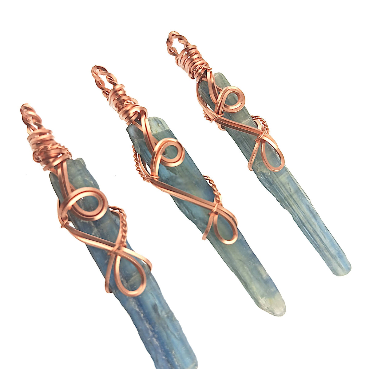 Raw Blue Kyanite Crystal Pendant Necklace, Copper Wire-Wrapped, Handmade - Ethereal Essentials
