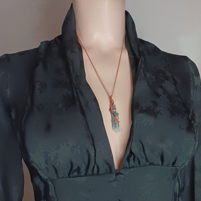 Raw Blue Kyanite Crystal Pendant Necklace, Copper Wire-Wrapped, Handmade - Ethereal Essentials