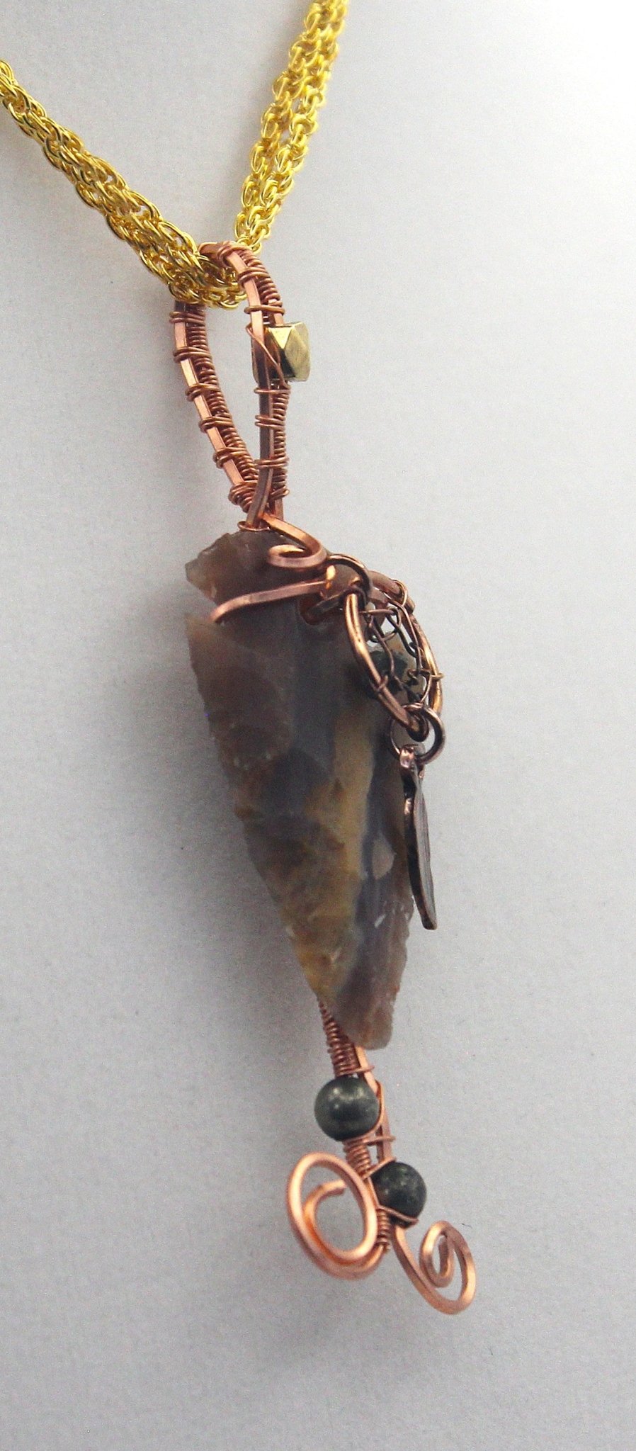 Raw Copper Jasper Arrowhead Beaded Charmed Pendant Necklace - Ethereal Essentials