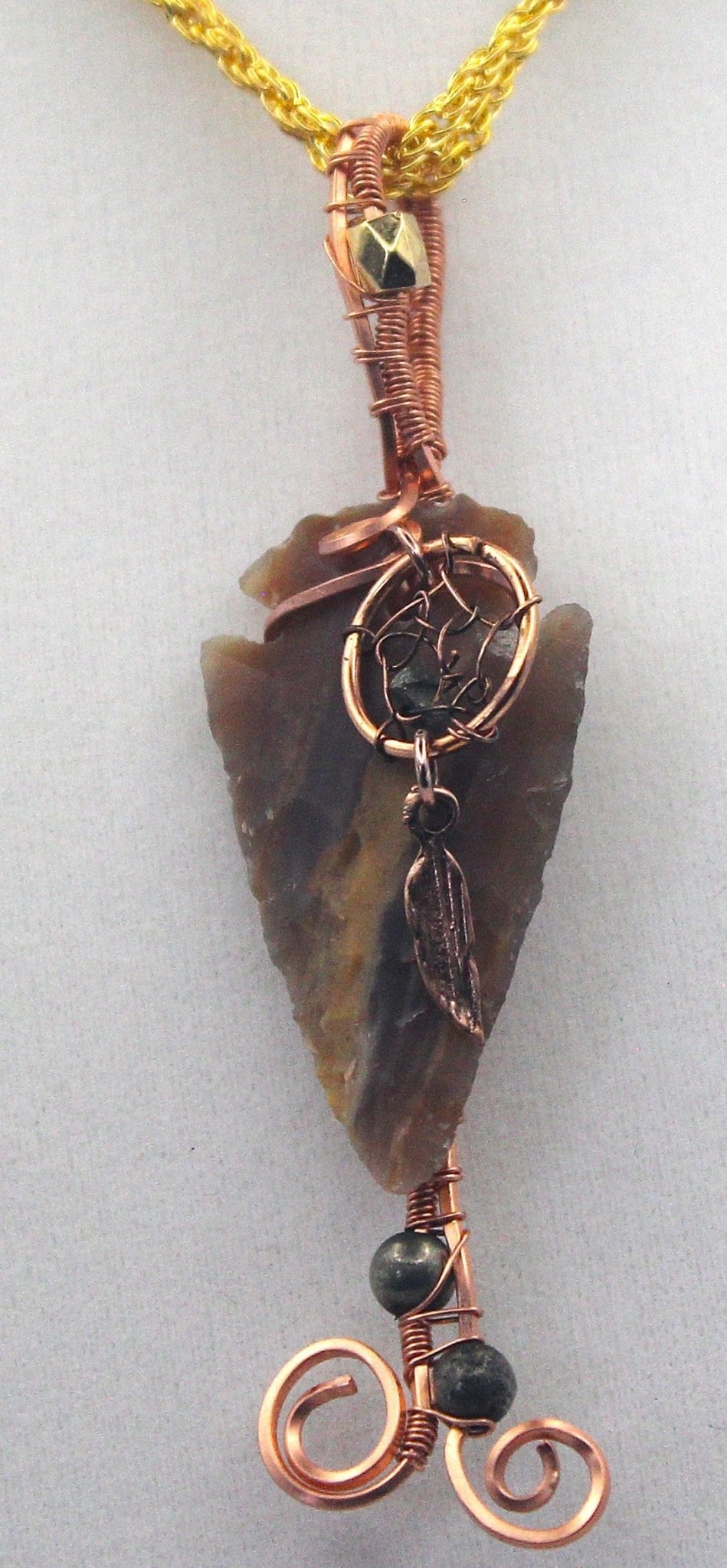 Raw Copper Jasper Arrowhead Beaded Charmed Pendant Necklace - Ethereal Essentials