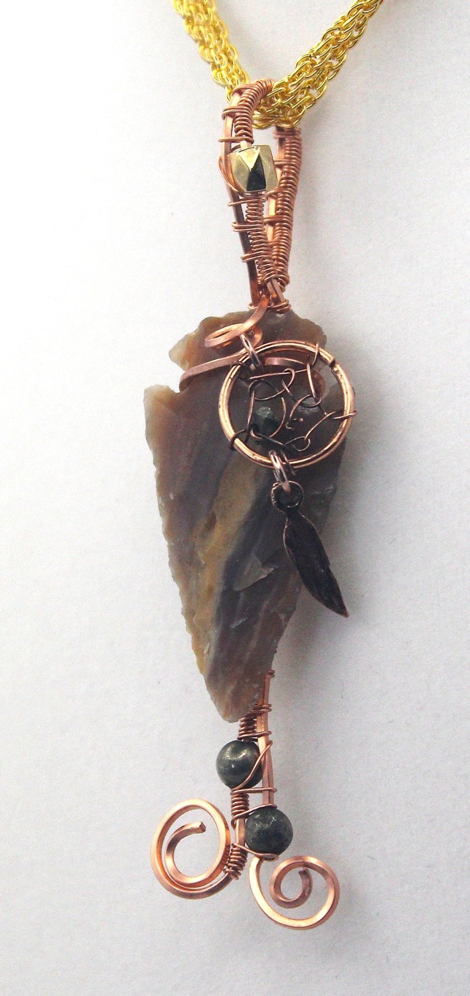 Raw Copper Jasper Arrowhead Beaded Charmed Pendant Necklace - Ethereal Essentials
