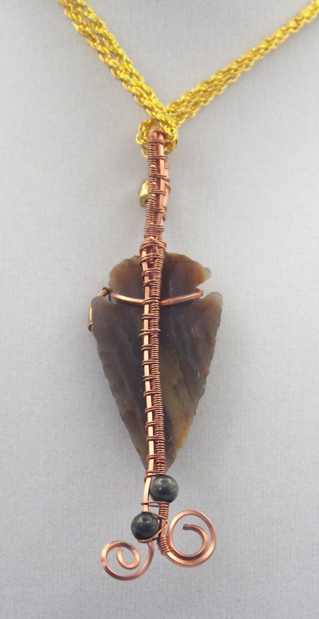 Raw Copper Jasper Arrowhead Beaded Charmed Pendant Necklace - Ethereal Essentials