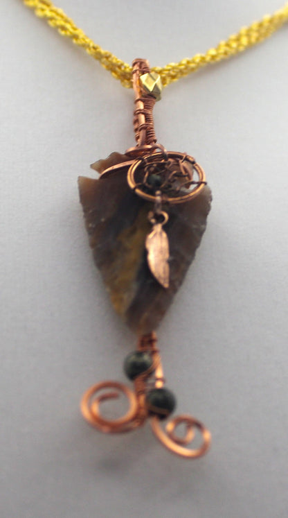 Raw Copper Jasper Arrowhead Beaded Charmed Pendant Necklace - Ethereal Essentials