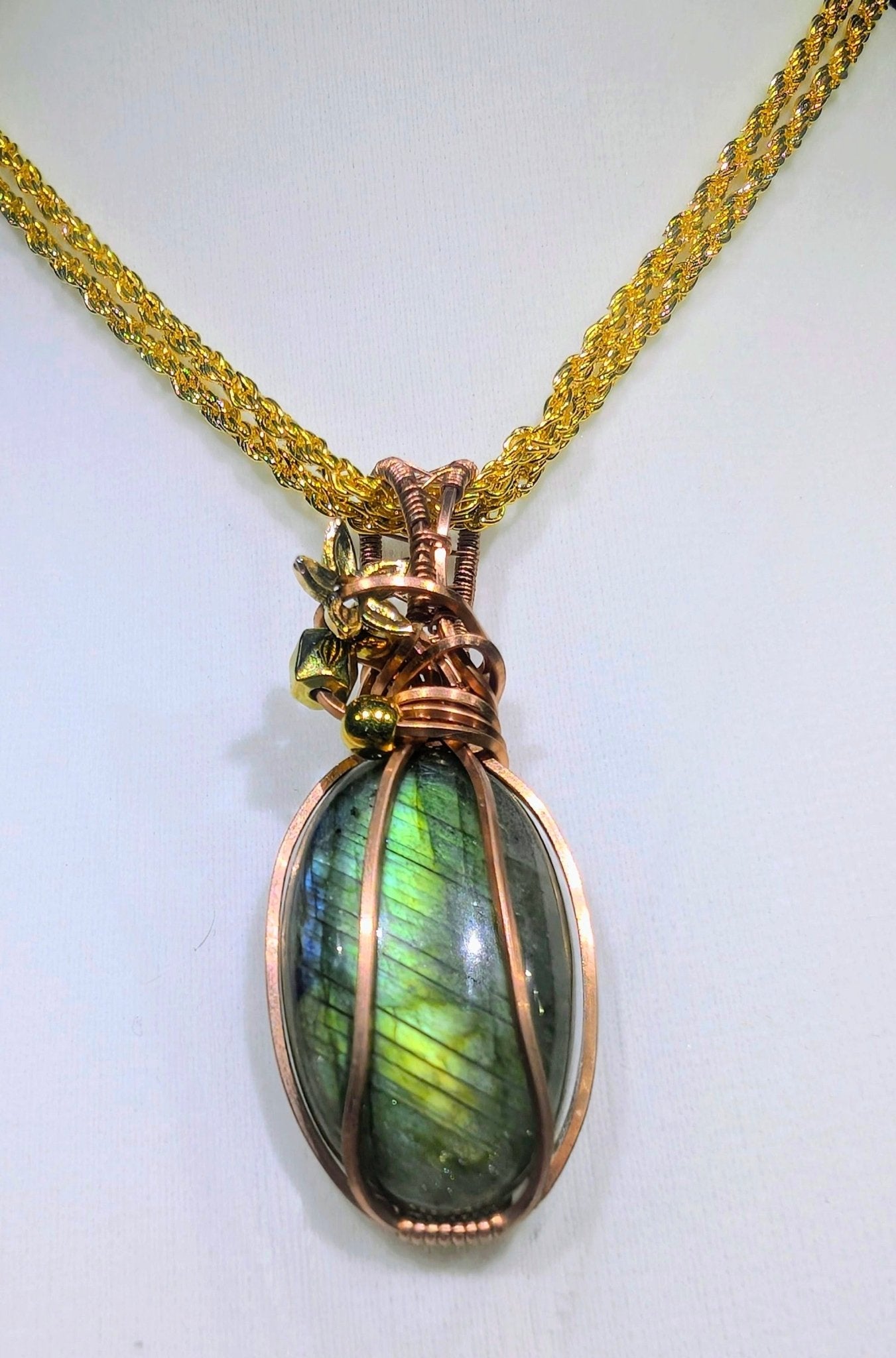 Raw Copper Labradorite Beaded Pendant Necklace - Ethereal Essentials
