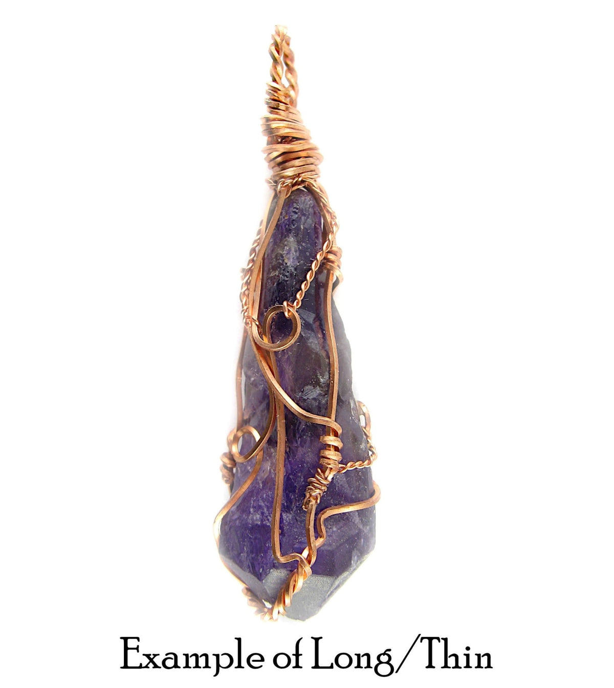 Raw Dark Purple Amethyst Crystal Reversible Pendant Necklace, Copper Wire-Wrapped, Handmade - Ethereal Essentials