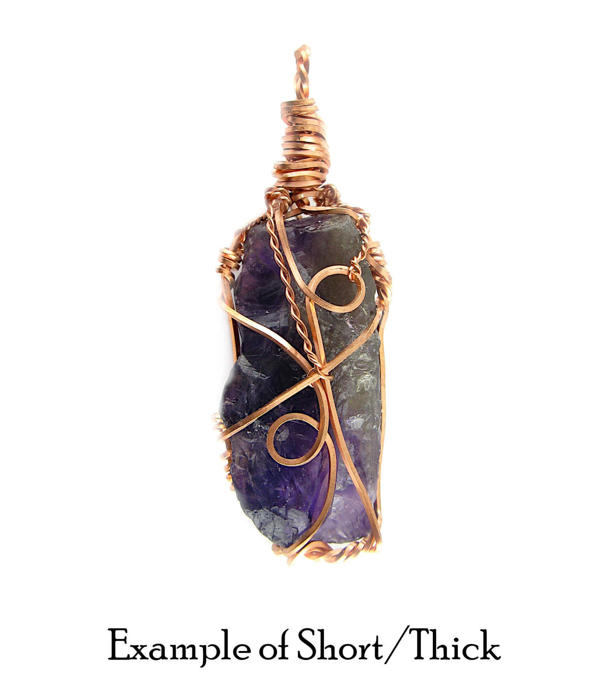 Raw Dark Purple Amethyst Crystal Reversible Pendant Necklace, Copper Wire-Wrapped, Handmade - Ethereal Essentials