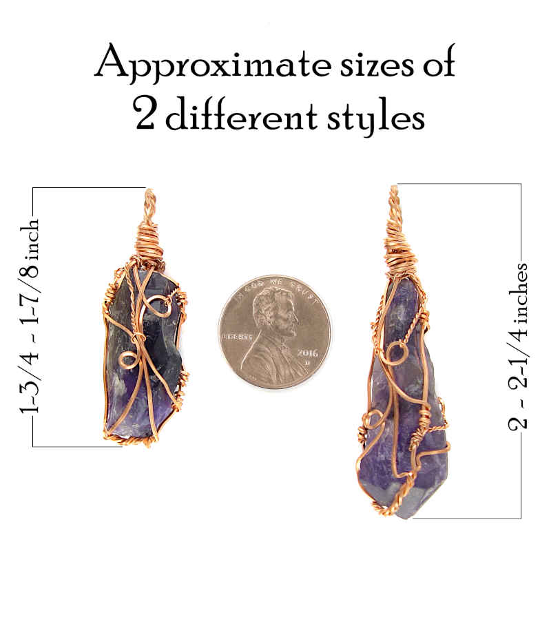 Raw Dark Purple Amethyst Crystal Reversible Pendant Necklace, Copper Wire-Wrapped, Handmade - Ethereal Essentials