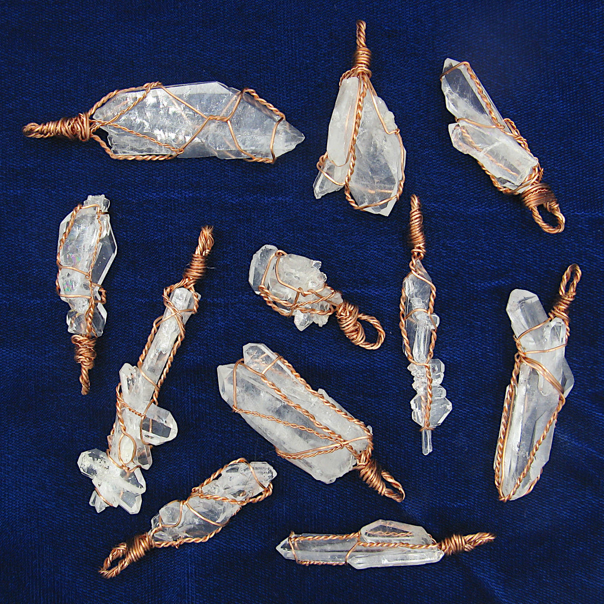 Raw Faden Clear Quartz Crystal Pendant Necklace, Copper Wire-Wrapped, Handmade - Ethereal Essentials