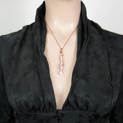 Raw Faden Clear Quartz Crystal Pendant Necklace, Copper Wire-Wrapped, Handmade - Ethereal Essentials
