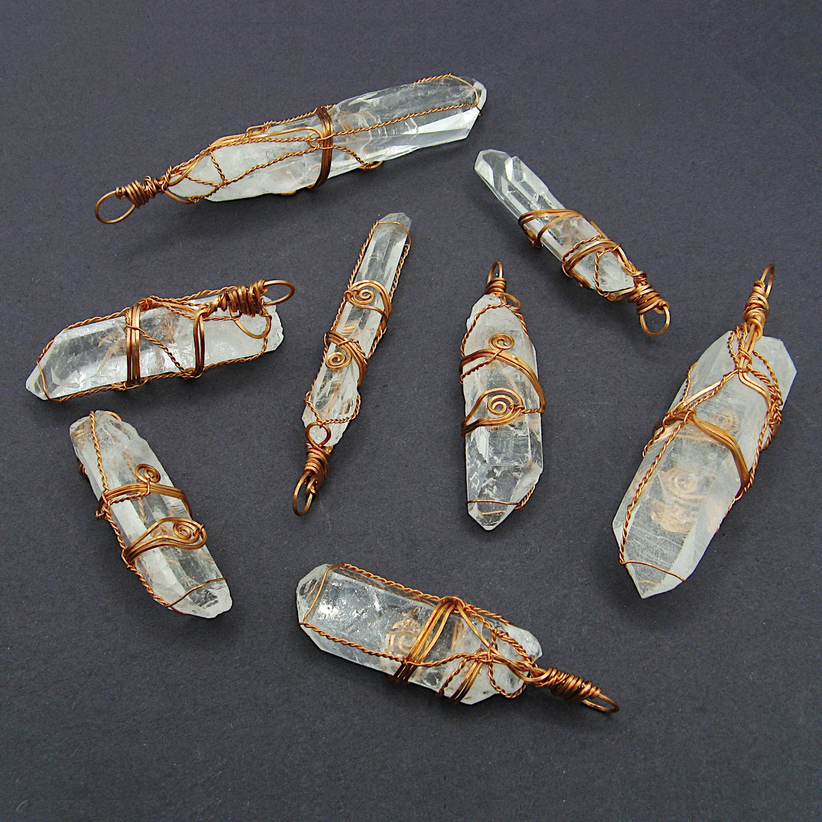 Raw Quartz Crystal Point Pendant – Copper Wire Wrapped Necklace, Handmade - Ethereal Essentials